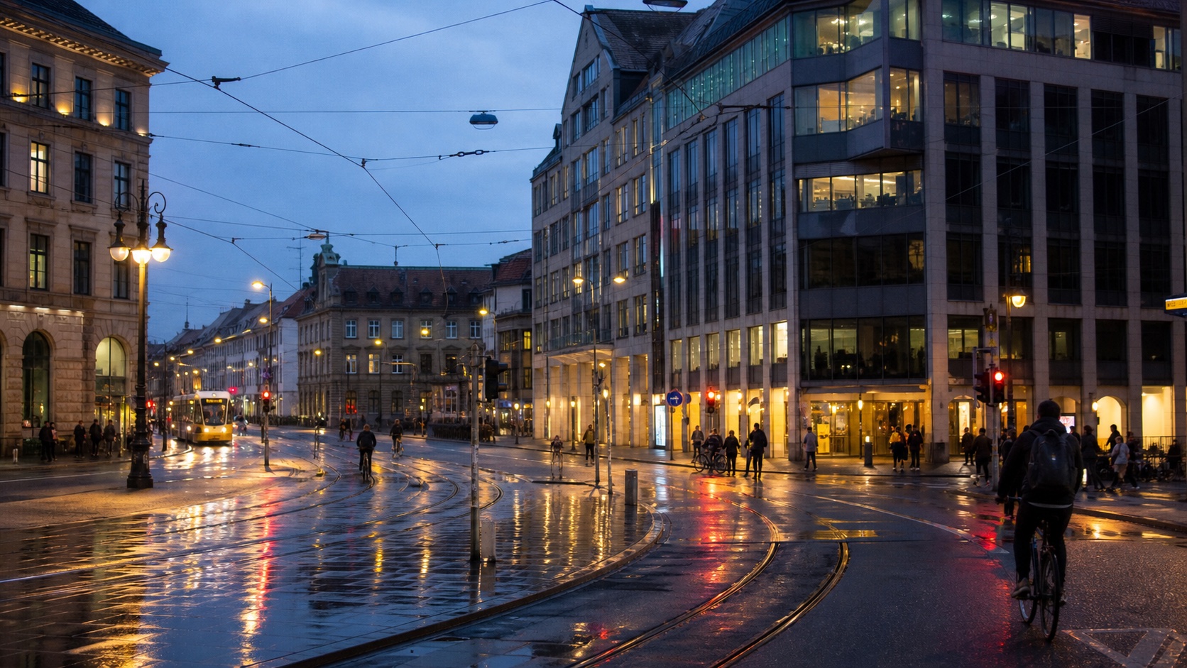 Storstad i skymning